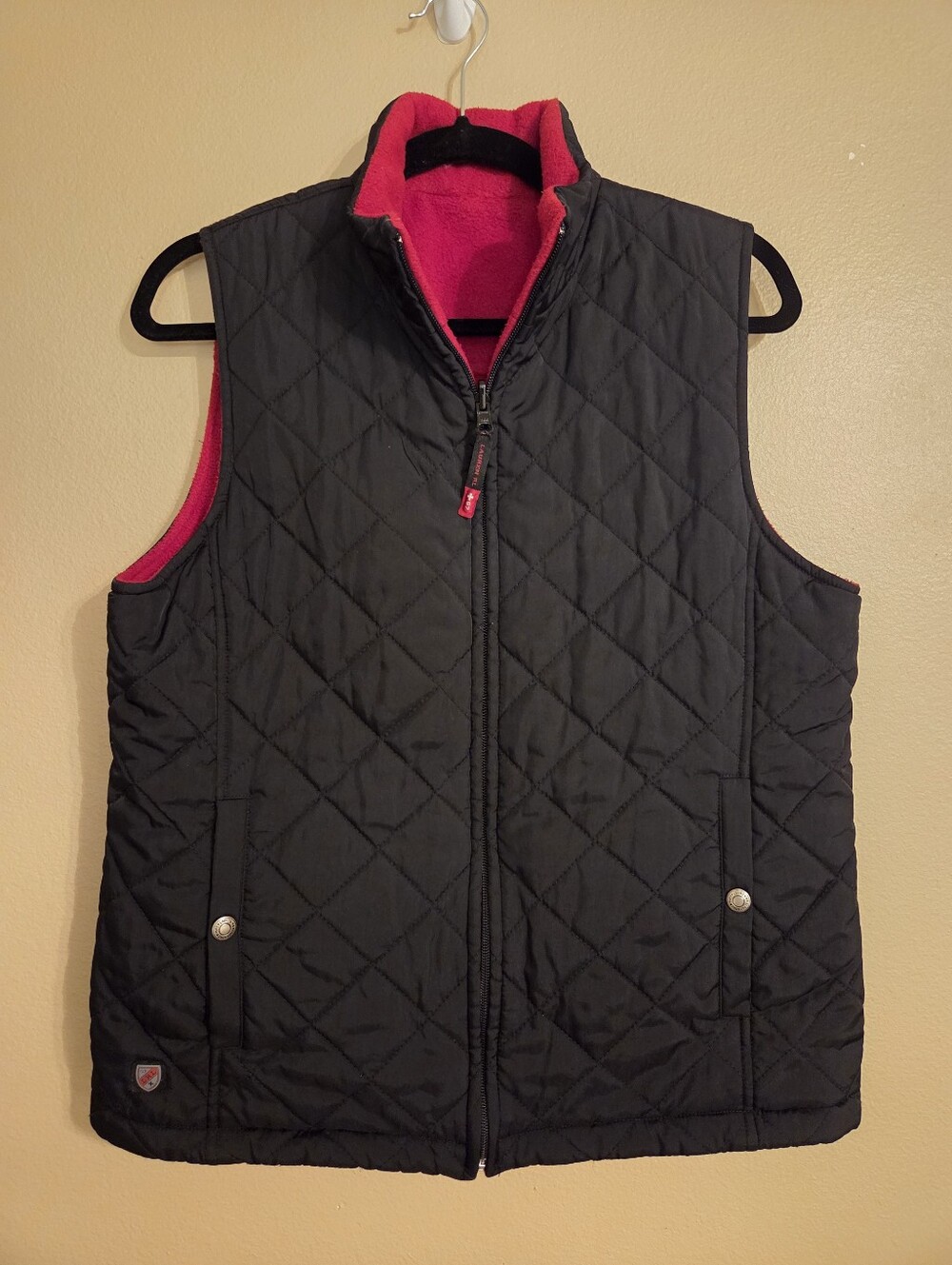 LAUREN RALPH LAUREN Vintage Black Red Reversible Quilted‎ Puffer Vest Women's M